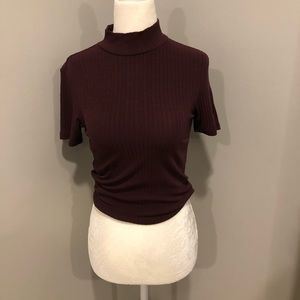 Macaroon cropped tight high neck